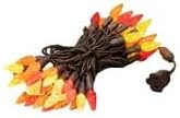 Novelty Lights 24FT 70 LED C6 Thanksgiving & Outdoor Christmas Tree Lights | Commercial Grade LED String Lights, Permanent Christmas Lights, Outdoor Tree Decorations, Yellow, Red & Orange Lights
