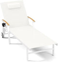 Ciokea Outdoor Lounge Chair with Pillow, 5-Position Aluminum Chaise
