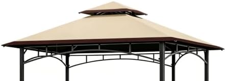 POOLTALE 5x8 FT Grill Gazebo Replacement Top, Outdoor BBQ Gazebo Top Cover, Double Tiered Layer BBQ Roof Gazebo Top Canopy Shelter