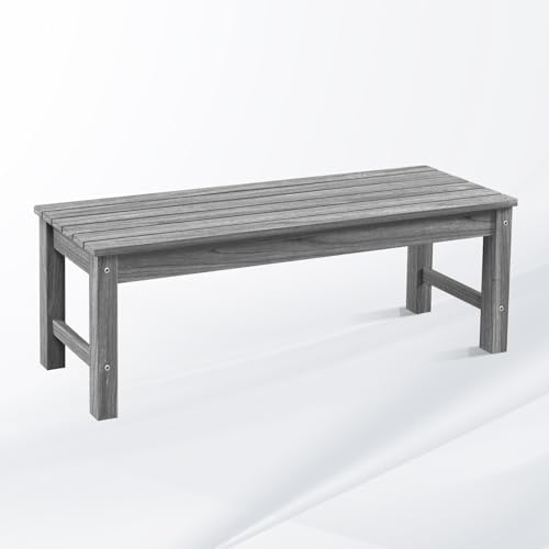 Psilvam 47" HDPE Outdoor Bench for 2-Person, 700 LBS Capacity, Light Grey