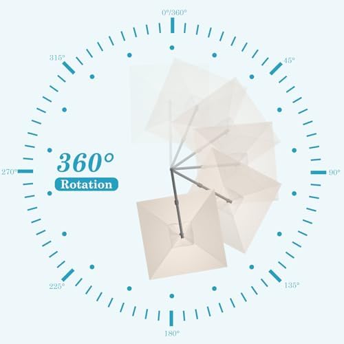 HOTIME10x10ft Patio Umbrella Cantilever Umbrella - Upgrade and Intensify - with 360 Rotation and 5 Angles Adjustment - Aluminum Offset Pool Umbrella Square Outdoor Umbrellas for Patio Garden Deck Pool, Beige
