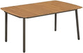 5 Piece Patio Dining Set with Solid Acacia Wood Table and Steel Frame, Black PE Rattan Chairs Stackable for Outdoor Use