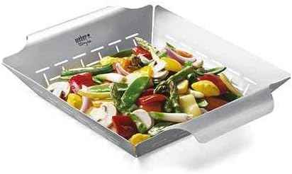 Weber® Deluxe Grilling Basket, Stainless Steel for Goourmet Grilling | Weber® Grill Basket for Vegetables, Seafood & Small Foods, Durable BBQ Cooking Accessory for Charcoal & Gas Grills