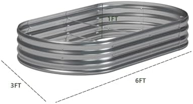 zizin 2 Pack Galvanized Raised Garden Bed Metal Oval Raised Garden