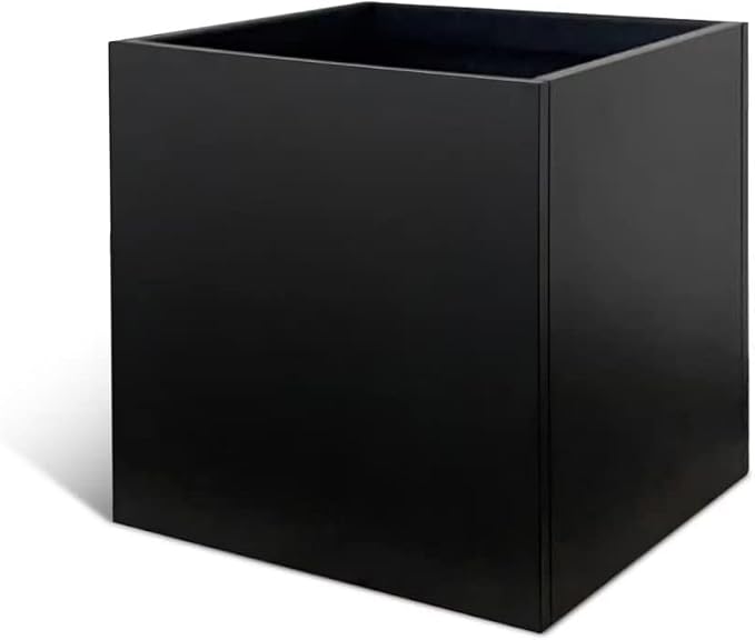 Galvanized Steel Planter Box 26Inch Black Metal Planter Large Square Indoor by GZGNEEVL