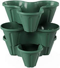 Set of 3 Stacking Planter Tower - 3-Tier Space Saving Flower Pots - Indoor/Outdoor Vertical Herb and Vegetable Planter by Pure Garden (Hunter Green)