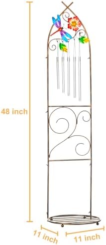 Garden Trellis with Plant Stands, 48” Metal Detachable Dragonfly Plant