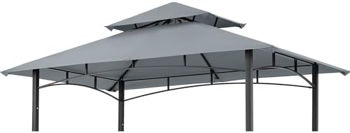 ABCCANOPY Grill Gazebo Canopy Replacement - 5x8 Double Tiered BBQ Canopy Top Cover for #L-GG001PST-F, Outdoor Grill Tent Roof (Gray)
