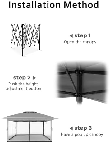 Hipicute 13 X 13FT Pop Up Gazebo, Canopy Tent, Gazebos on Clearance,Patio Folding Canopy with Mosquito Netting - Backyard Tent for Party, Wedding, Outdoor Dining, Patio, Backyard(Dark Grey+Light Grey)
