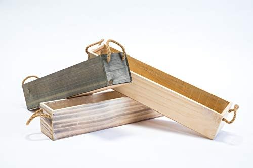 20" Rectangular Rustic Wood Planter with Handle and Plastic Liner l