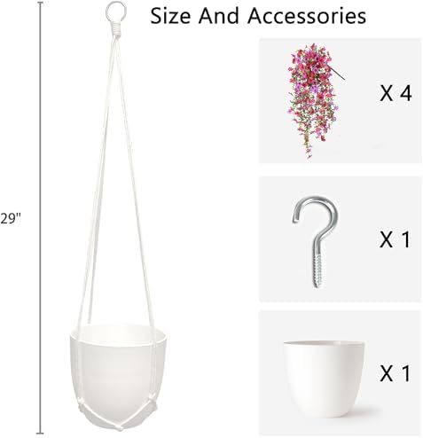 Artificial Flowers for Outdoors Fake Hanging Plants with Pot, 4pcs