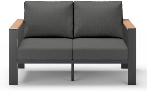 Aluminum Outdoor Patio Furniture Loveseat, All-Weather Patio Conversation Sets with Washable Thick Cushion, Morden Patio Furniture Set for Porch, Balcony, Deck, Yard, Graphite
