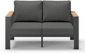 Aluminum Outdoor Patio Furniture Loveseat, All-Weather Patio Conversation Sets with Washable Thick Cushion, Morden Patio Furniture Set for Porch, Balcony, Deck, Yard, Graphite