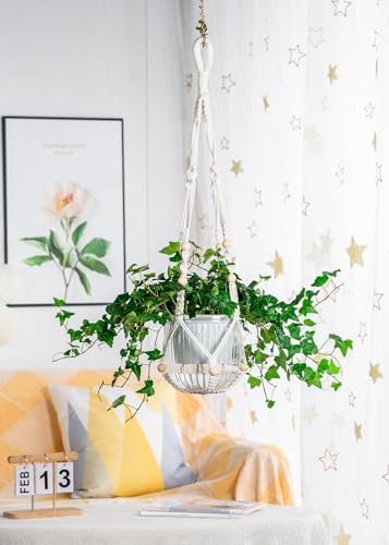 Melphoe 2 Pack Self Watering Hanging Planters Basket Indoor Hanging Flower Pots, 6.5 Inch Outdoor Hanging Plant Pot Basket, with Extra 30 Inch Macrame Plant Hanger for Garden Home Decor