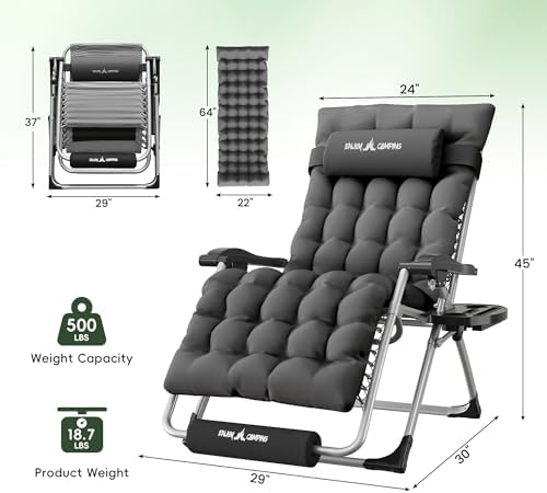 Oversized Zero Gravity Chair Folding Reclining Padded Patio Lounge Chairs
