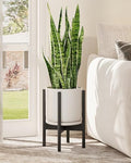 GENTINGBRO Adjustable Plant Stand Indoor, Bamboo Plant Stand Fits 8 9 10 11 12 Inches, Small Corner Planter Holder for Indoor Plants, Single Floor Plant Stands for Living Room Balcony, Pure Black