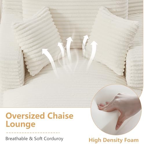 65.4" Boneless Chaise Lounge Chair Indoor, Comfy Beige Reading Chair
