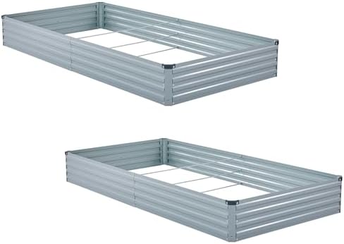 Meberam 2 Pack 6x3x1FT Galvanized Raised Garden Beds Kit Outdoor Metal