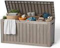 EasyUp 85 Gallon Outdoor Storage Box, Resin Waterproof UV-Resistant Deck Box, Reinforced Stability for Patio, Garden, and Poolside, Striped Gray