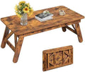 WLIVE Folding Coffee Table, Portable Small Coffee Table with No Assembly Needed for Living Room, Floor Table for Small Space (Rustic Brown)