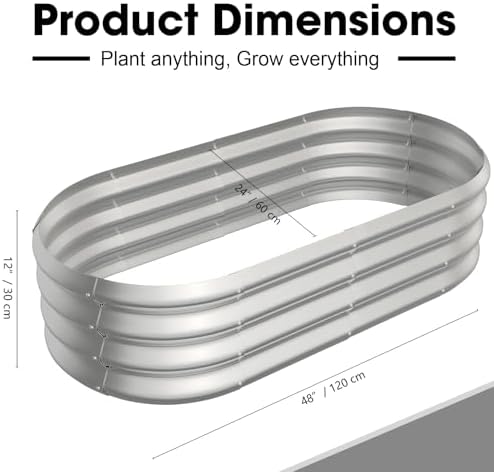 4x2x1ft Oval Galvanized Raised Garden Bed Outdoor 9-in-1 Large Metal