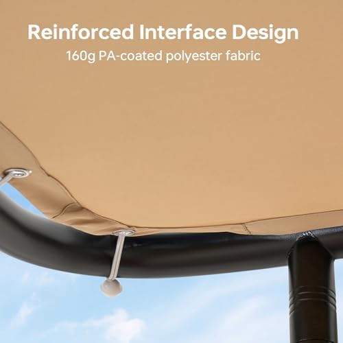 10x12 Lean to Pergola Outdoor Gazebo with Water Resistant & UV-Resistant, Sloped Roof Awning Wall-Mounted Canopy for Patio Backyard, Deck, or Garden Khaki