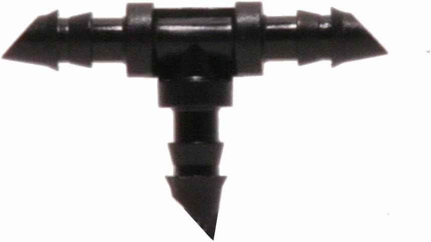 Raindrip 307050B, Barbed Tee, 1/4-Inch, 50-Pack, Drip Irrigation Fitting for Supply Tubing & Dripline, Black