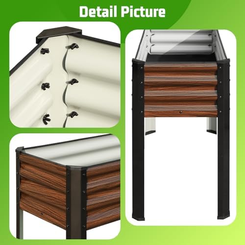 SnugNiture Raised Garden Bed with Legs, 48×18×32in, Brown