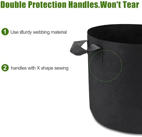 12-Pack 10 Gallon Plant Grow Bags, Heavy Duty Aeration Fabric Pots with Handles for Garden and Planting