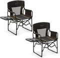 Directors Chair Foldable with Side Table, 400lb Heavy Duty for Adults Outdoor, Folding Camping Chair for Sideline Sports, Fishing, Patio, Lawn, Picnic, Beach, 2-Pack Brown