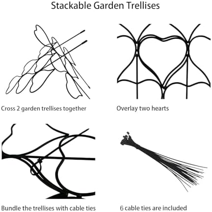 Plant Trellis for Climbing Plants Indoor Outdoor, Trlzey 3 Pack Stackable Metal Trellis - Small Garden Trellis for Potted Plants, Vine Support for Ivy, Flowers, DIY Home Deco