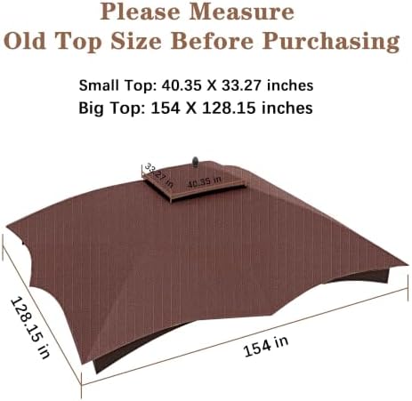 SCOCANOPY Replacement Cover Compatible with Lowe's Allen Roth 10X12 Gazebo Model #GF-12S004B-1/ GF-12S004BTO/TPGAZ17-002C，(Brown)