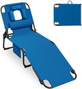 Folding Tanning Chair with FaceHole,5 Adjustable Positions, Blue