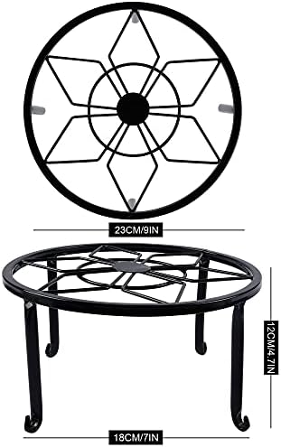 yosager 4 Pack Metal Plant Stands for Flower Pot, Heavy Duty Black Iron Potted Stand Holder, Indoor Outdoor Rustproof Metal Planter Container Round Supports Display Rack for Home & Garden Decor