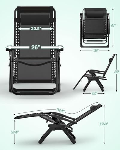 ZENPETIO Zero Gravity Chair, Reclining Camping Chairs w/Removable Cushion