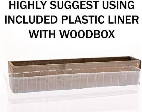 20" Rectangular Rustic Wood Planter with Handle and Plastic Liner l