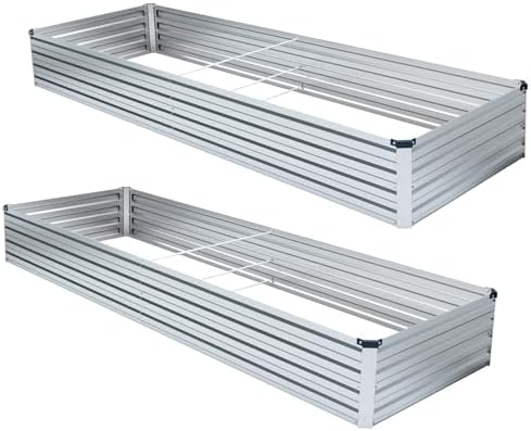 Meberam 2 Pack 6x3x1FT Galvanized Raised Garden Beds Kit Outdoor Metal