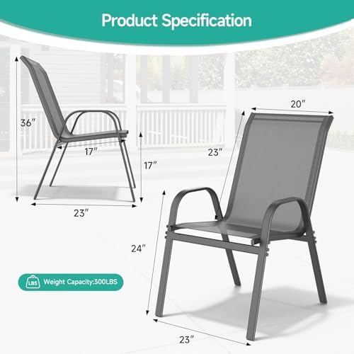 Patio Chairs Set of 4, All Weather Outdoor Dining Chairs