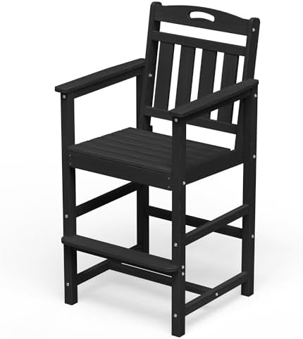 HDPE Outdoor Patio Tall Bar Chair, All-Weather Bar Height Balcony
