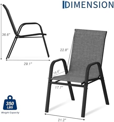 Patio Chairs Set of 6, Stackable Chairs with High Back for Deck, Backyard