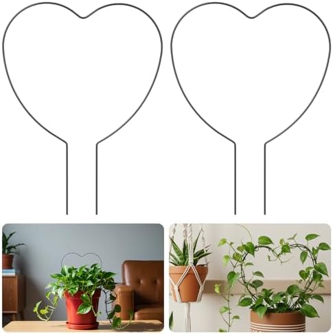 Ouligay 2PCS Pothos Plant Climber Support Indoor Plant Trellis Heart-Shaped Trellis for Climbing Plants for Potted Plants Black Durable Metal Iron Support for Vines and Flowers