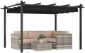 Outsunny 10' x 13' Retractable Pergola Canopy Wood Grain Gray