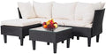 FDW 5-Piece Patio Furniture Set | Khaki | Outdoor Wicker Furniture