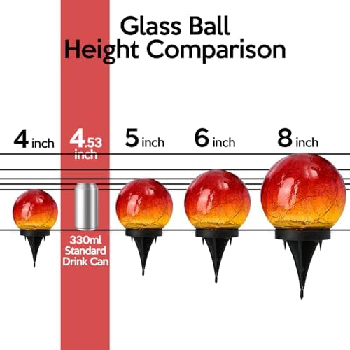 Outdoor Waterproof Solar Gradient Red Globe Lights, Led Solar Round