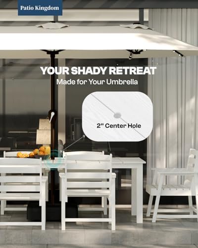 HDPE 7-Piece Outdoor Dining Set with Armchairs, White
