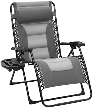 JEAREY Zero Gravity Chair, Oversized Padded Recliner - Gray/Light Gray