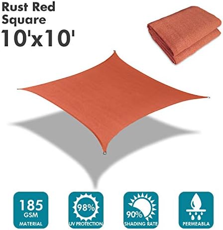 KANAGAWA 10'x10' Rust Red Sun Shade Sail Square