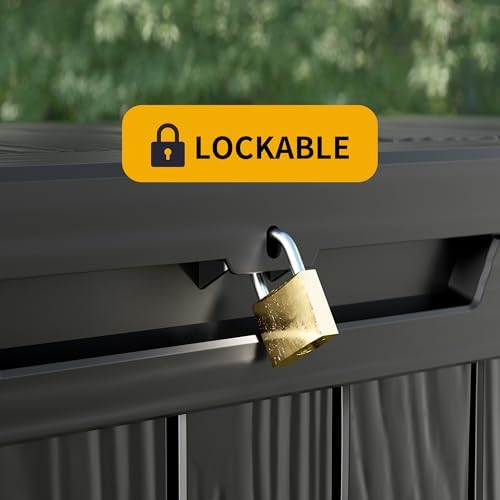 270 Gallon Outdoor Storage Box Patio Deck Box Waterproof, Resin Lockable Outside Large Storage Bin for Pool Cushion Furniture, Garden Tools UV-Resistant, Black