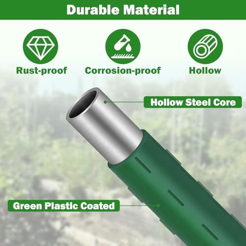 Garden Stakes 20 Pack, 16 Inch Plastic Coated Metal Plant Support