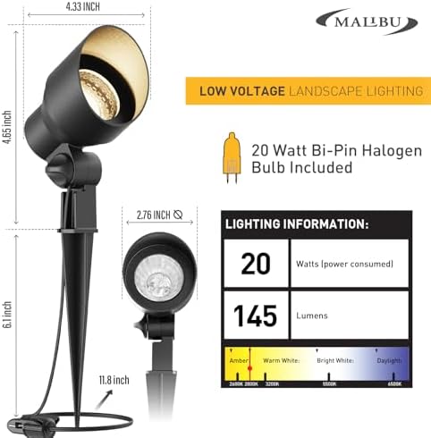 Malibu 20W Landscape Lighting Outdoor Landscape Spotlights Low Voltage